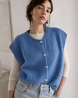 Strickweste, Mohair, Jeansblau