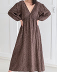 Musselin Kleid, rückenfrei, Schoko-Leo