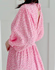 Musselin Kleid, rückenfrei, Rosa-Leo