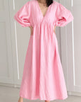 Musselin Kleid, rückenfrei, Rosa-Streifen