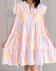 Musselin Tunika, bunte Streifen, 2 Farben