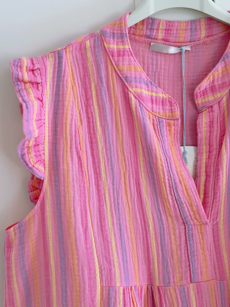 Musselin Tunika, Pink-Streifen