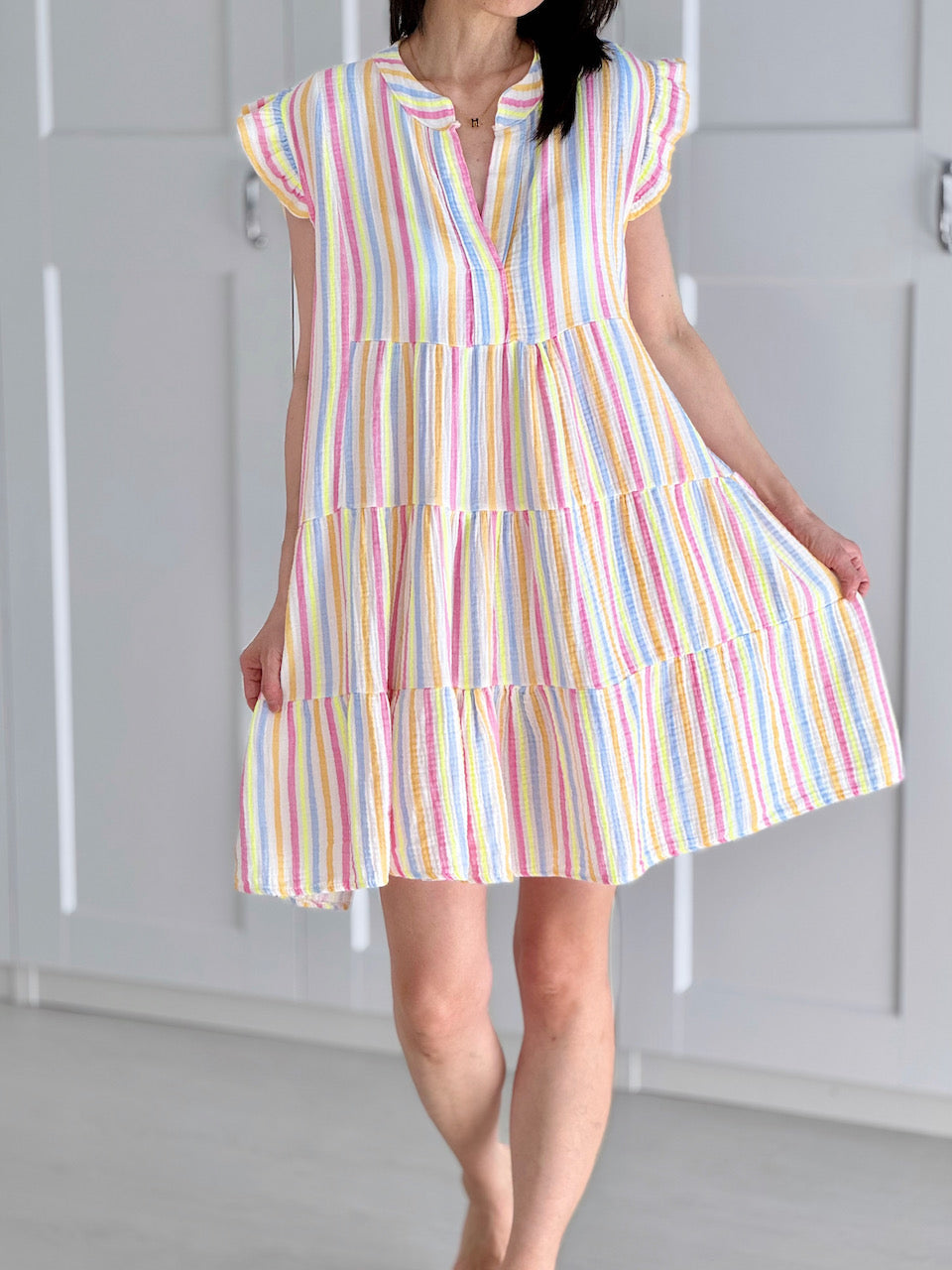 Musselin Tunika, Pastell-Look