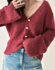 Strickjacke, Herzknöpfen, 2 Farben