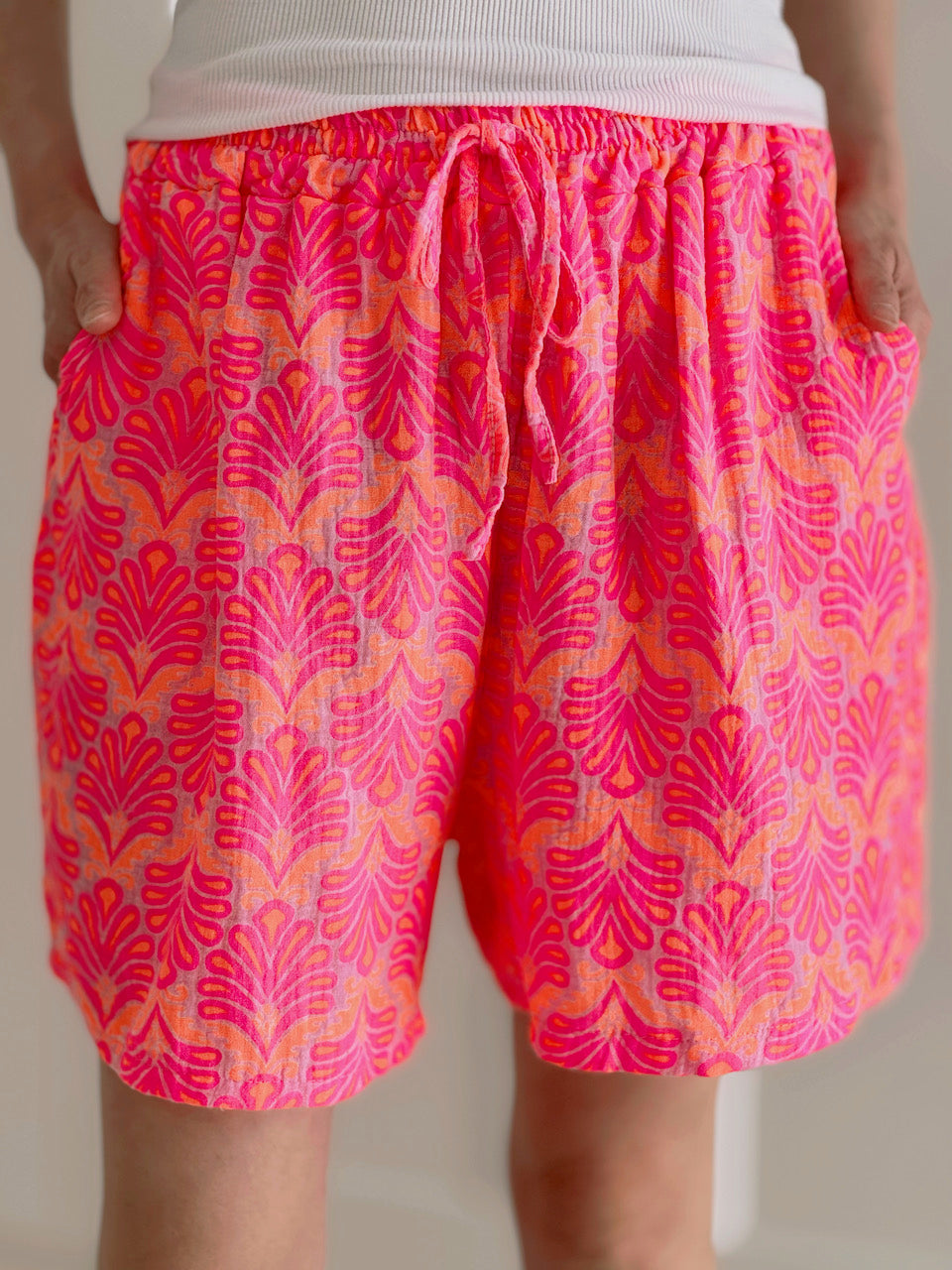 Musselin Shorts, Palmenblätter, 4 Farben