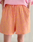 Musselin Shorts, Neon-Leo, Gelb-Violett