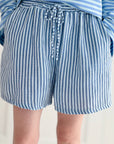 Musselin Shorts, Streifen, Jeansblau