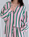 Musselin Bluse, neue Streifen, Grün