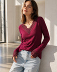 Cashmere Longsleeves, Lace, Bordeaux