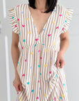 Musselin Kleid, rückenfrei, ärmellos, Herzchen-Streifen, 2 Farben