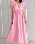 Musselin Kleid, rückenfrei, ärmellos, Rosa-Leo