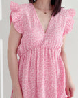 Musselin Kleid, rückenfrei, ärmellos, Rosa-Leo