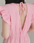 Musselin Kleid, rückenfrei, ärmellos, Rosa-Streifen
