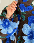 Teddyjacke, 3D-Blumen, Blau-Schoko