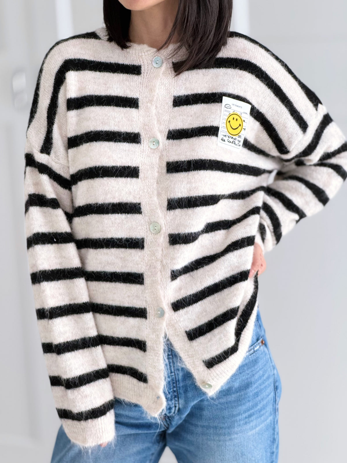 Strickjacke, Stripes &amp; Smiley, 5 Farben