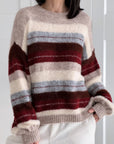 Pullover, Farbstreifen, Bordeaux