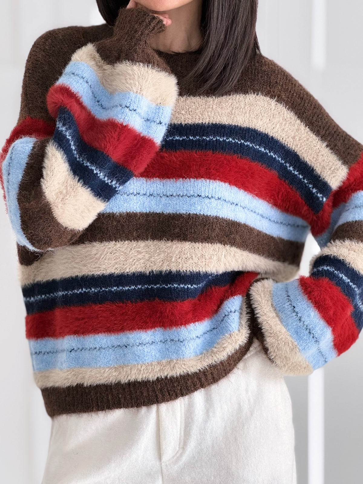 Pullover, Farbstreifen, Blau