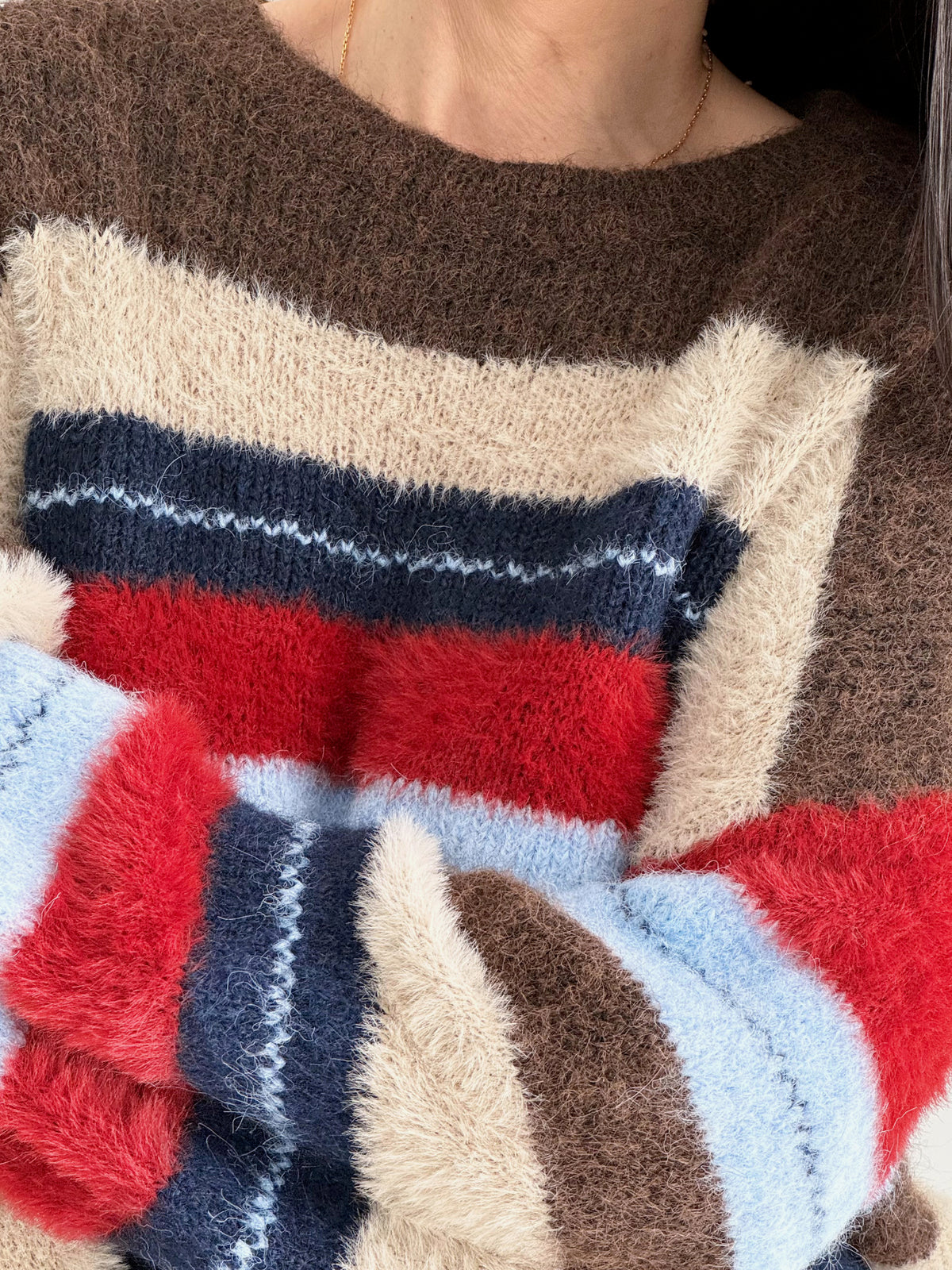 Pullover, Farbstreifen, Blau