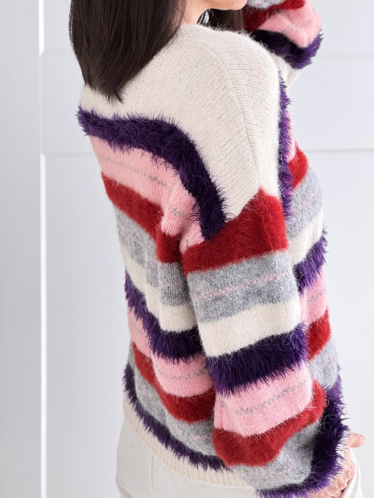Pullover, Farbstreifen, Lila