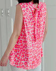 Leo-Top, mit Schleife, Neon-Pink