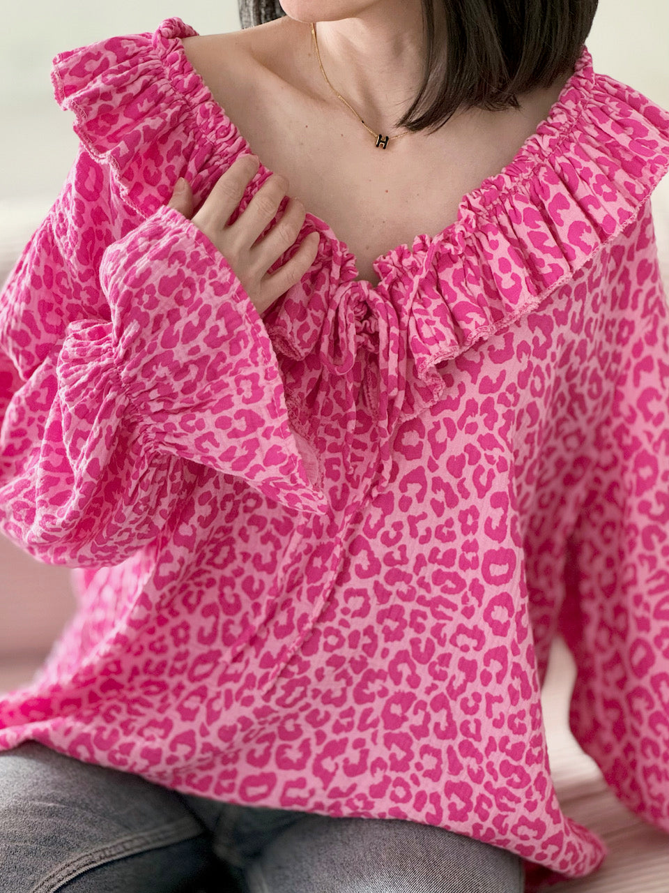 Musselin Rüschenbluse, Leo, 6 Farben