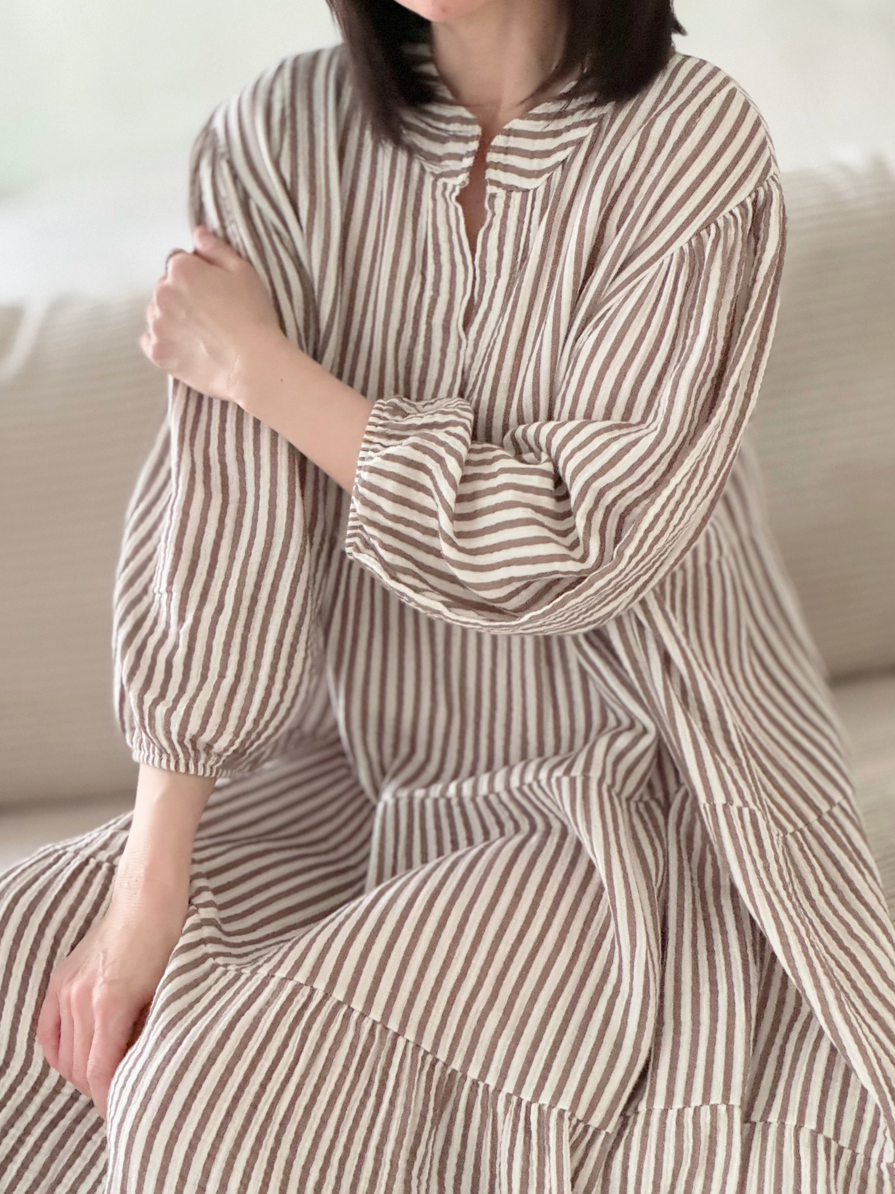 Musselin Kleid, Streifen, Classic, 6 Farben