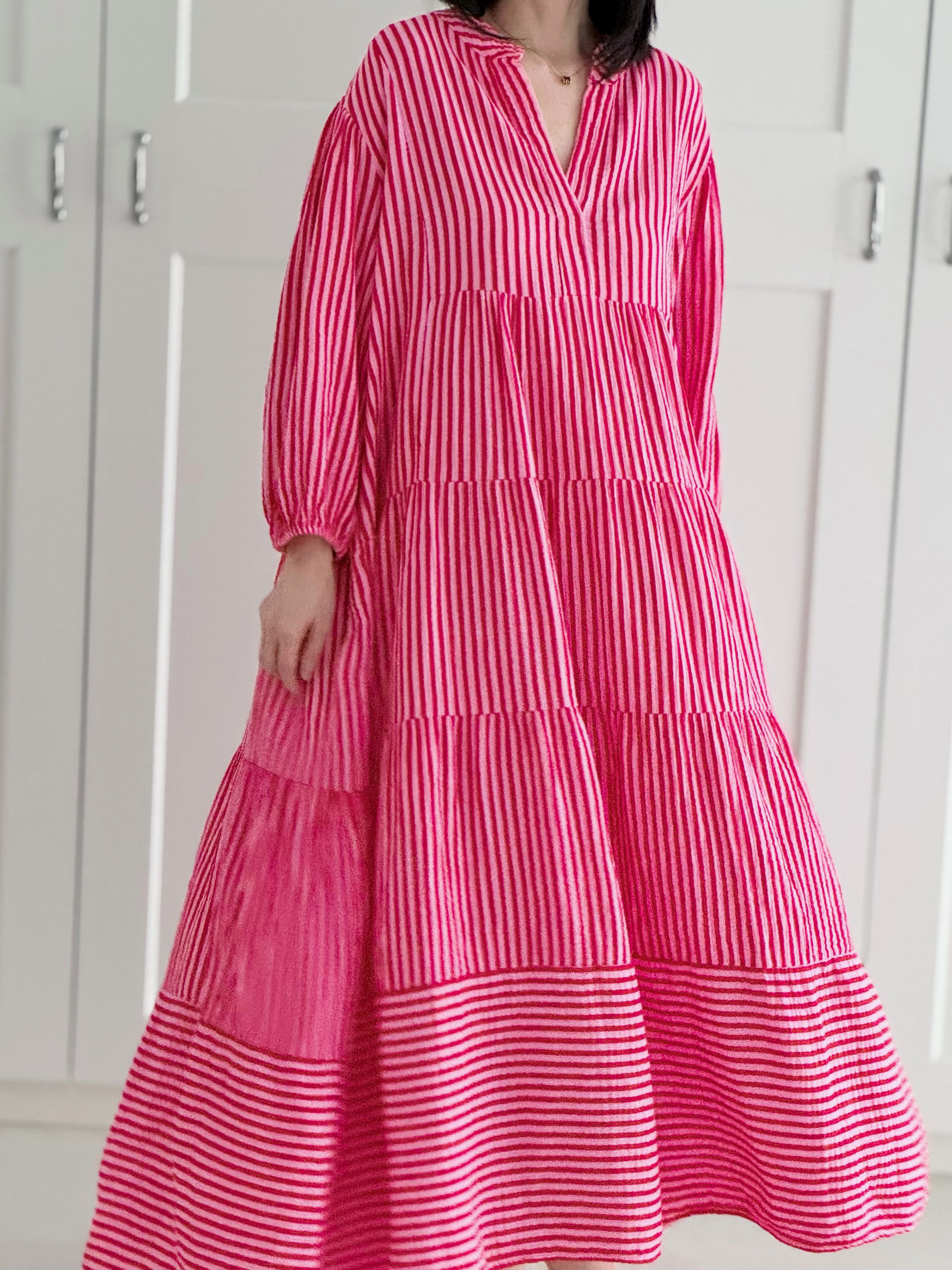 Musselin Kleid, Streifen, Classic, 6 Farben