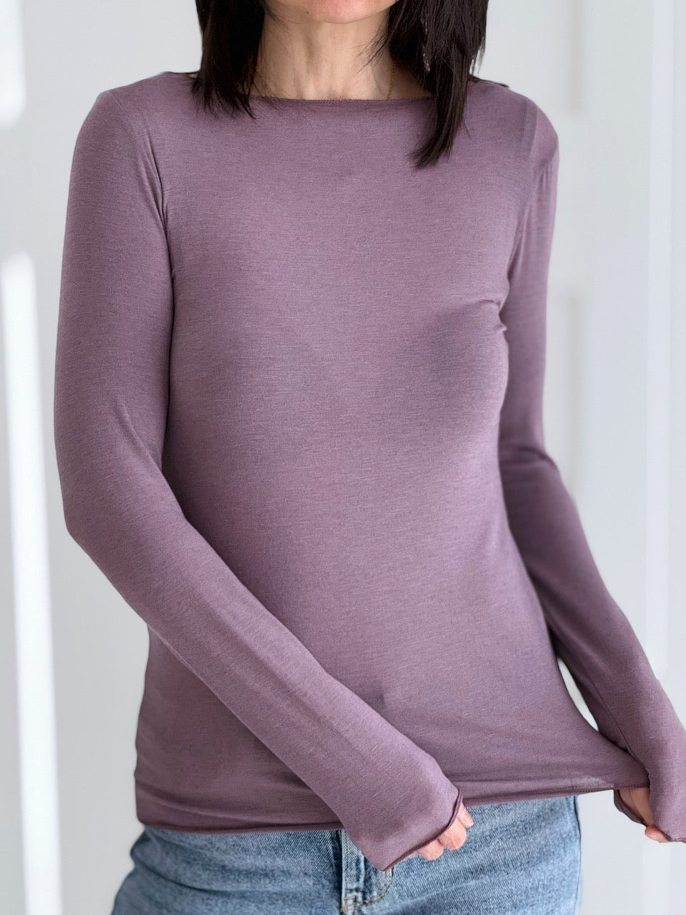 Cashmere Longsleeves, Aubergine