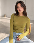 Cashmere Longsleeves, Olivegrün