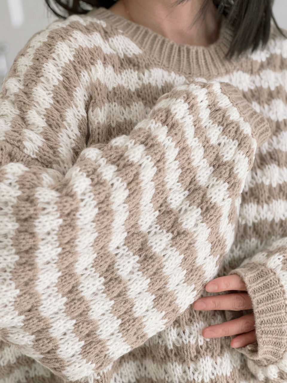 Pullover, Streifen, Grobstrick, 2 Farben