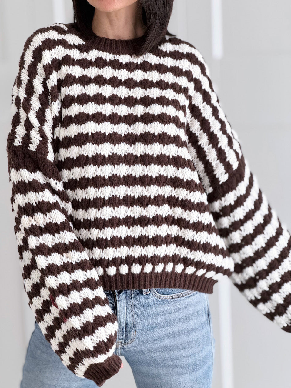 Pullover, Streifen, Grobstrick, 2 Farben