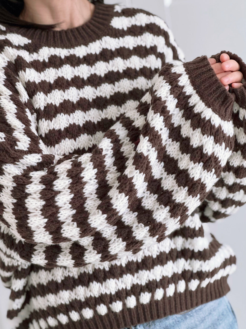 Pullover, Streifen, Grobstrick, 2 Farben