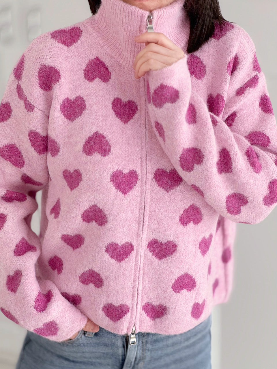 Strickjacke, Herzen, 2 Farben