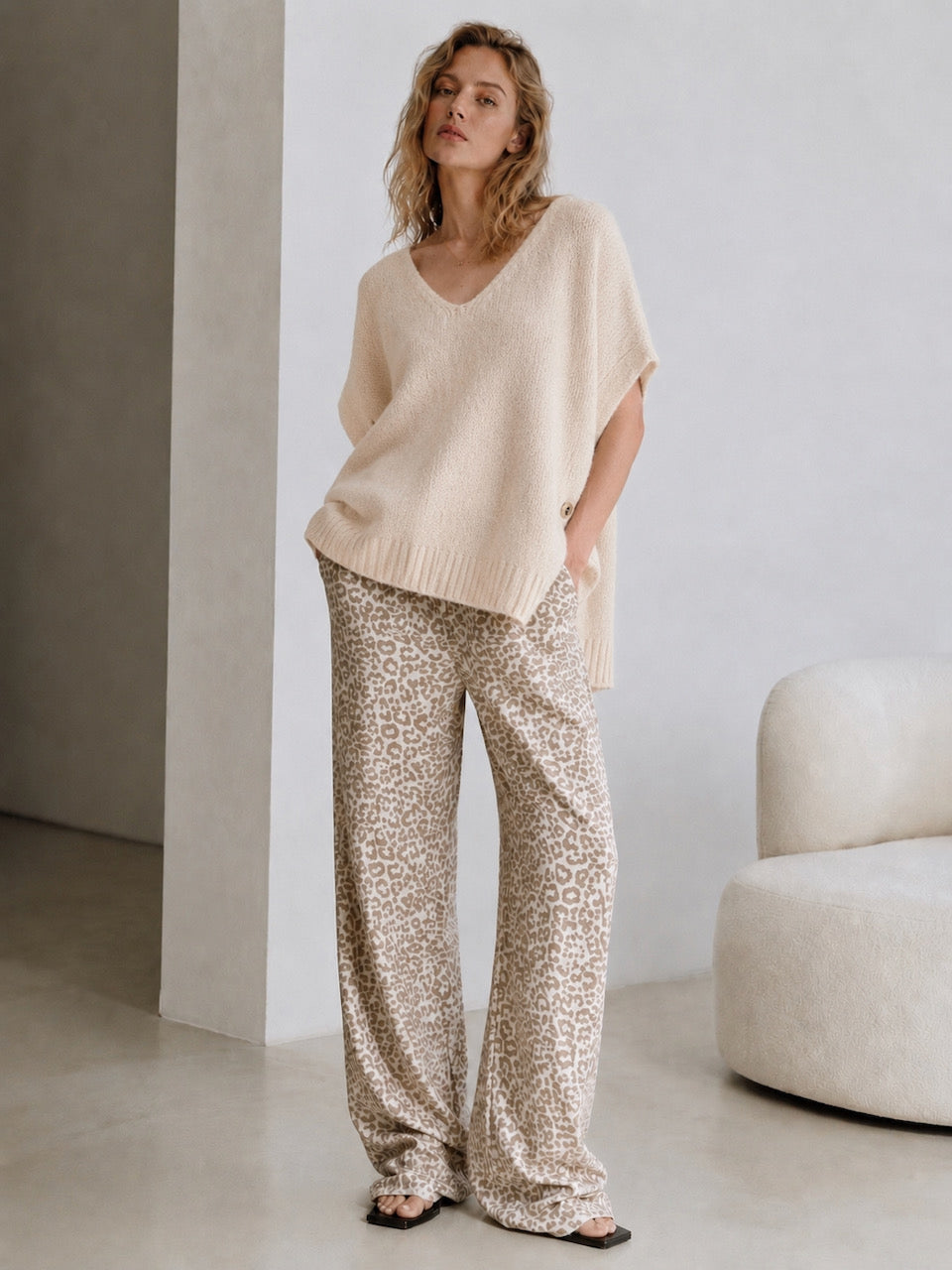 Leo Baumwollhose, Taupe-Beige