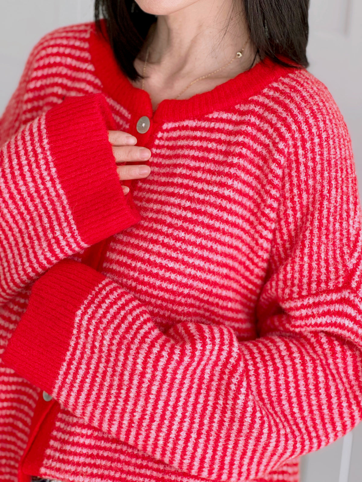 Strickjacke, Kontrastleiste, 4 Farben