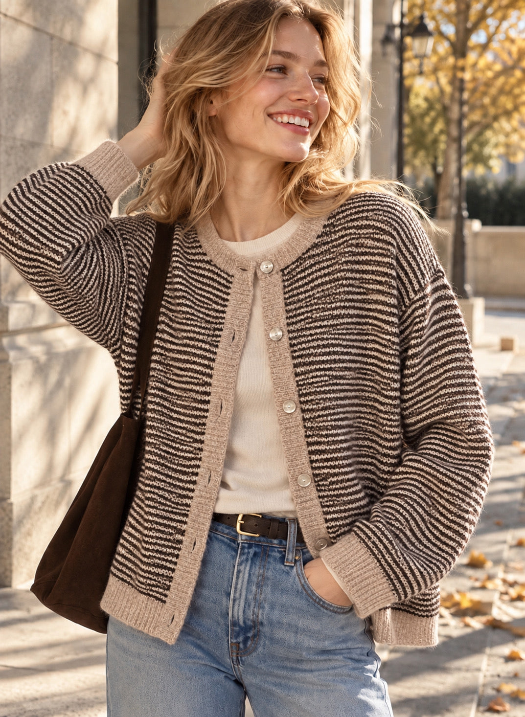 Strickjacke, Kontrastleiste, 4 Farben