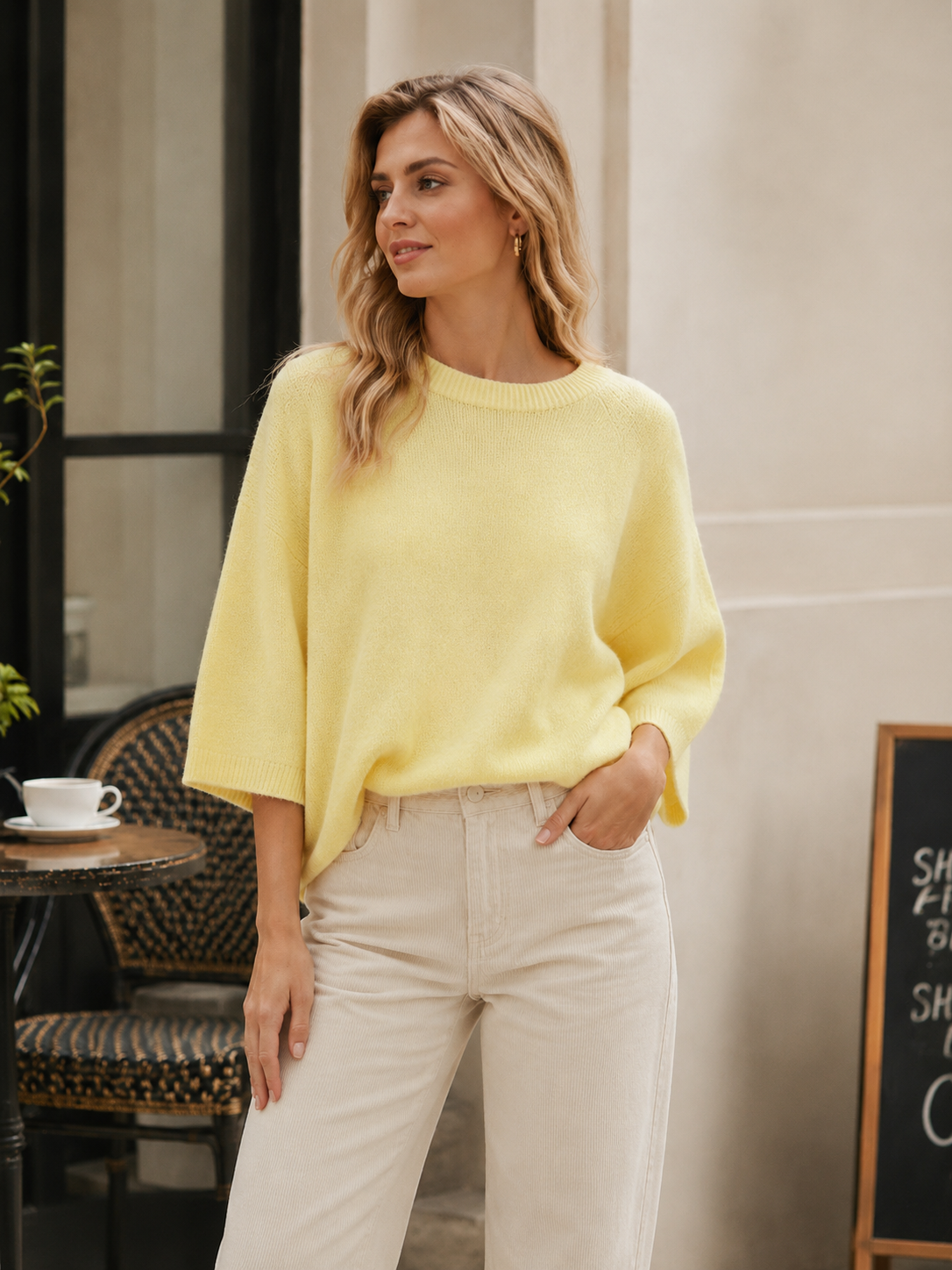 Pullover, Alpaka, Rundhalsausschnitt, 3/4 Ärmel, 6 Farben