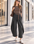Marlene-Hose mit Wickeldetails, Grau