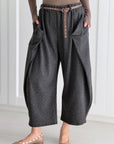 Marlene-Hose mit Wickeldetails, Grau