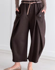 Marlene-Hose mit Wickeldetails, Schoko