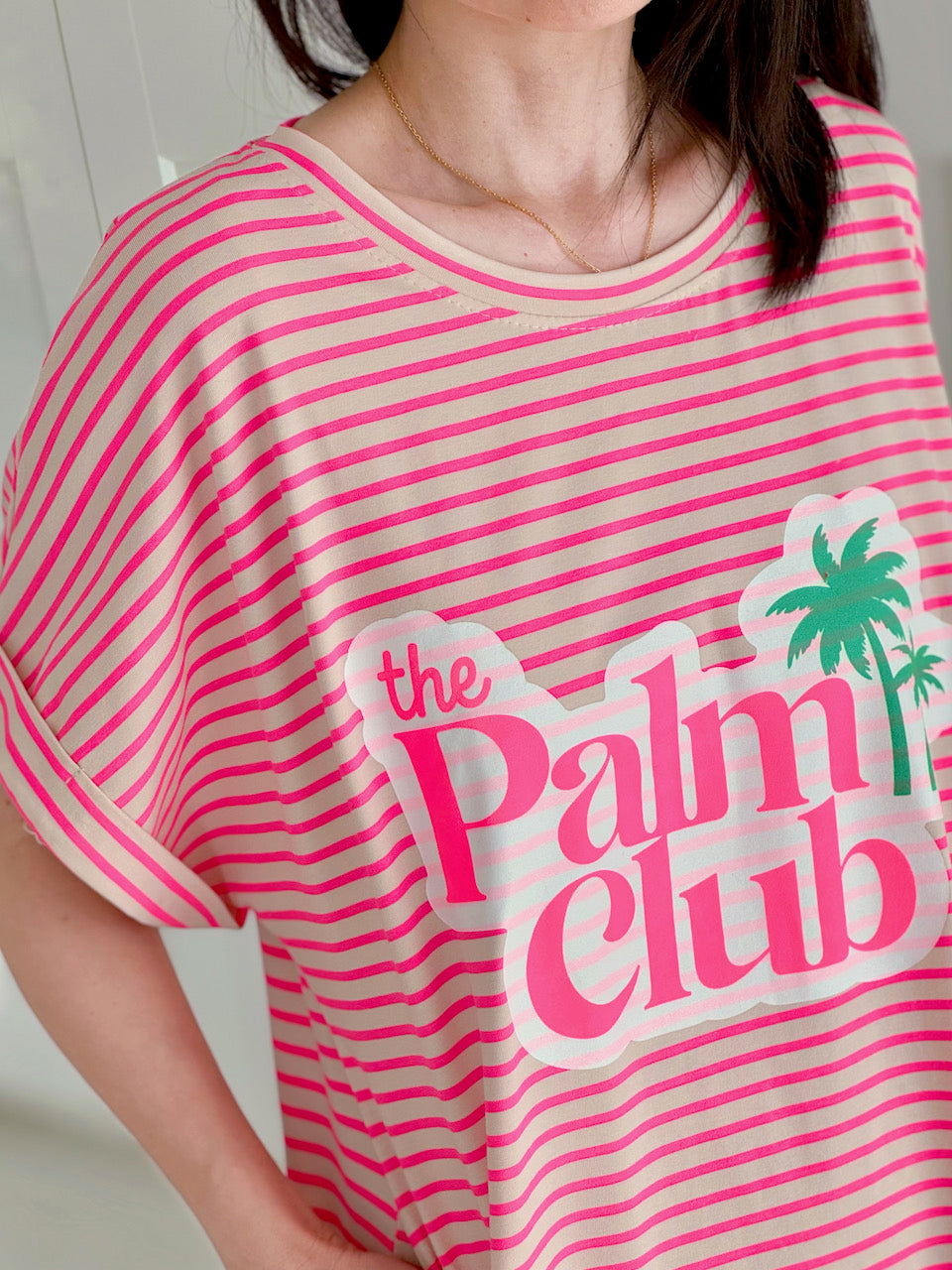 T-Shirt-Kleid, Palm Club, Neon-Pink