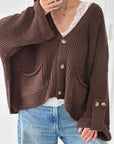 Strickjacke, Grobstrick, 2 Farben