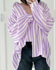 Musselin Bluse, breite Streifen, Lavendel