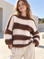 Pullover, Mohair, Blockstreifen, Schoko