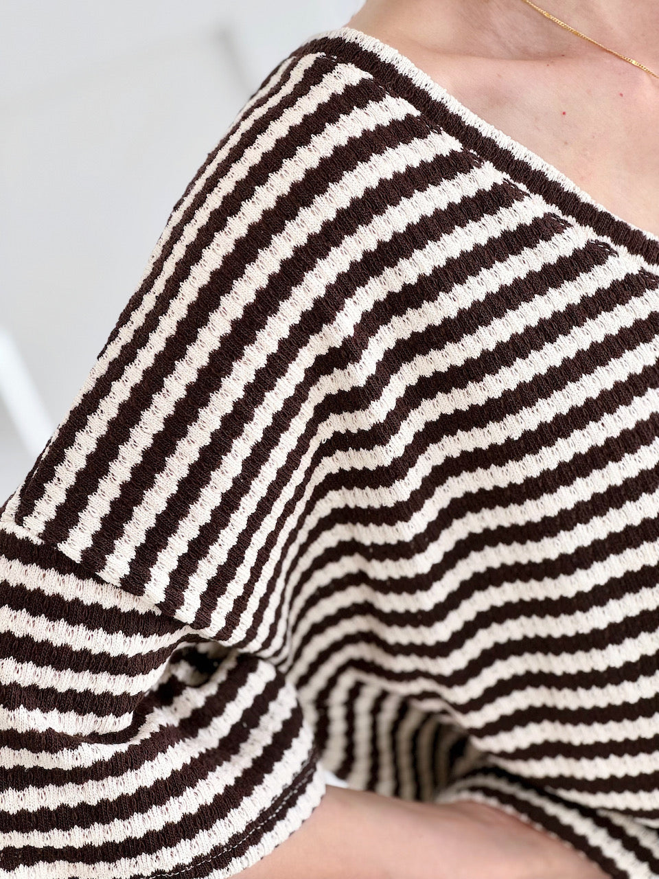 Strick-T-Shirt, Streifen, 3 Farben