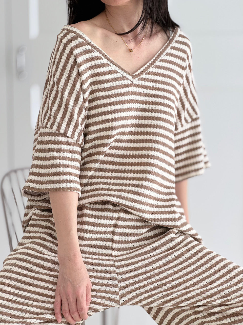 Strick-T-Shirt, Streifen, 3 Farben