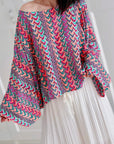Boho-Häkelbluse mit Trompetenärmeln, 4 Farben