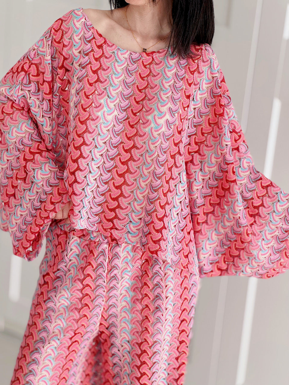 Boho-Häkelbluse mit Trompetenärmeln, 4 Farben