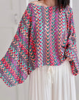 Boho-Häkelbluse mit Trompetenärmeln, 4 Farben