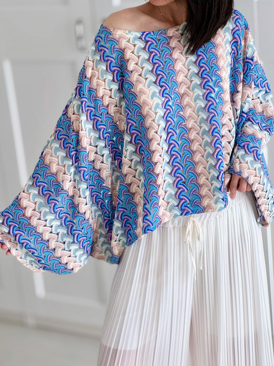 Boho-Häkelbluse mit Trompetenärmeln, 4 Farben